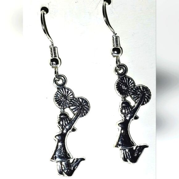 Hand crafted antique cheerleader earrings - Picture 3 of 3